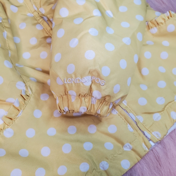 London Fog Ruffle Jacket Yellow with White Dots - Picture 3 of 10